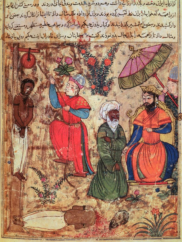 Fol.100 The Sultan Showing Justice, from 'The Book of Kalila and Dimna' from 'The Fables of Bidpay' a Scuola Islamica