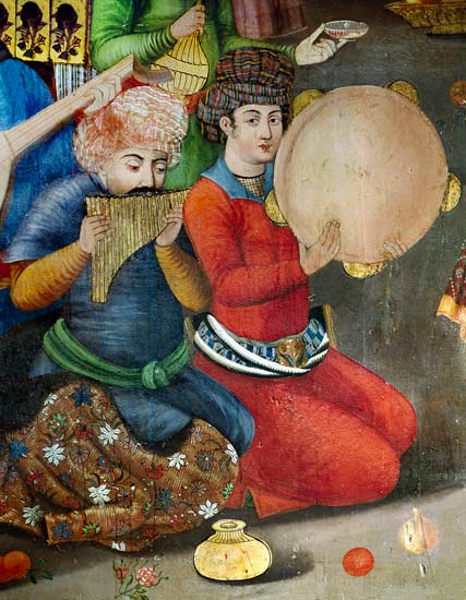 Detail of the musicians, from The Reception for the Ambassador of the Grand Moghul at the Court of t a Scuola Islamica