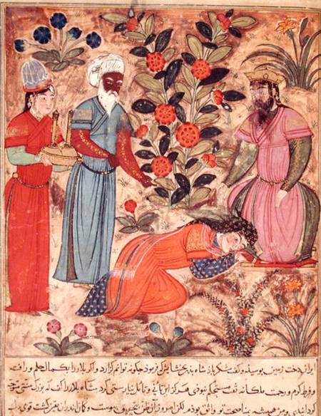 Fol.101 A Woman Beseeching the Sultan, from 'The Book of Kalila and Dimna' from 'The Fables of Bidpa a Scuola Islamica