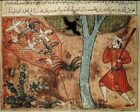 Hunting Birds, from 'The Book of Kalila and Dimna', from 'The Fables of Bidpay' a Scuola Islamica