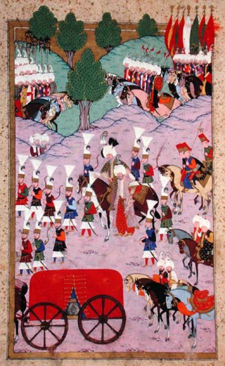 TSM H.1524 'Hunername': The Army of Suleyman the Magnificent (1494-1566) Leave for Europe, from the a Scuola Islamica