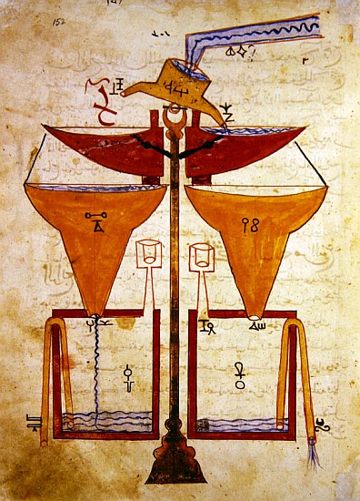 Water Balance, from ''Book of Knowledge of Ingenious Mechanical Devices'' Al-Djazari a Scuola Islamica