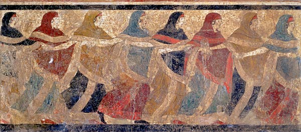 Women performing the funerary ceremonial chain dance, from Ruvo a Scuola pittorica italiana