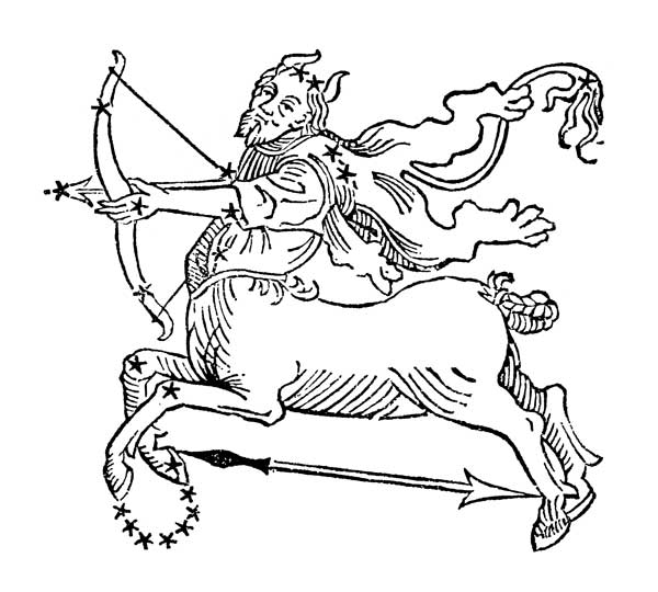 Sagittarius (the Centaur) an illustration from the 'Poeticon Astronomicon' by C.J. Hyginus, Venice a Scuola pittorica italiana
