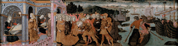 The Return of Ulysses, cassone panel, Sienese a Scuola pittorica italiana