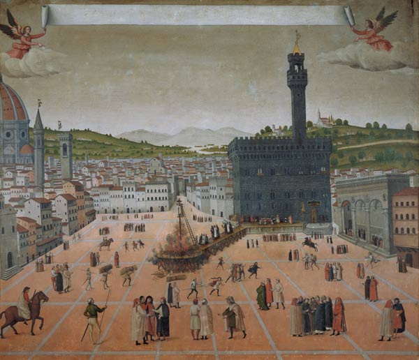 Savonarola Being Burnt at the Stake, Piazza della Signoria, Florence a Scuola pittorica italiana