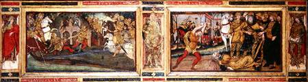 Cassone panel depicting a revolt in Rome in 451 BC and the death of Appius Claudius a Scuola pittorica italiana