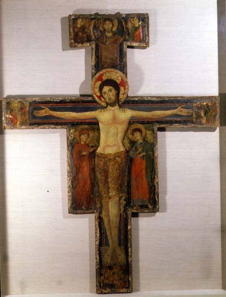 The Crucified Christ with the Virgin and St. John a Scuola pittorica italiana