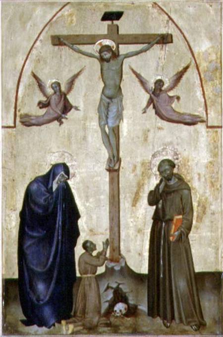 Crucifixion with St. Francis of Assisi and a Donor a Scuola pittorica italiana