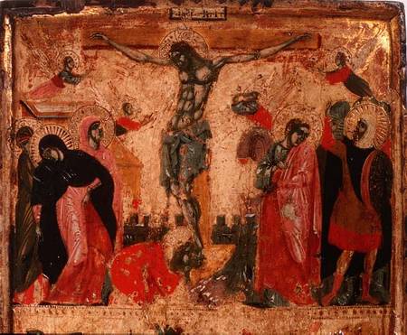 Crucifixion, top half of a panel a Scuola pittorica italiana