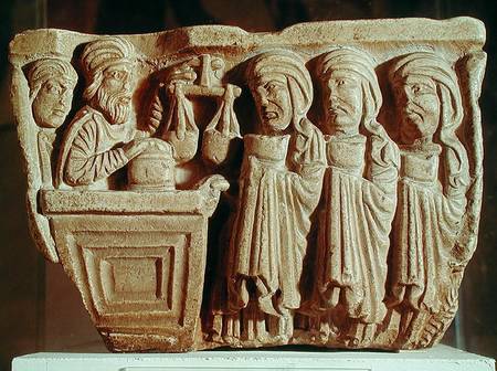 Font depicting an unguent seller a Scuola pittorica italiana