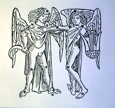 Gemini (the Twins) an illustration from the 'Poeticon Astronomicon' by C.J. Hyginus, Venice a Scuola pittorica italiana