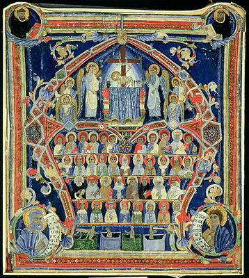 Historiated initial 'A' depicting The Last Judgement (vellum) a Scuola pittorica italiana