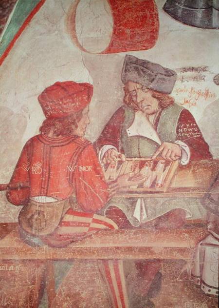 Interior of an Inn, detail of backgammon players a Scuola pittorica italiana