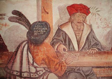 Interior of an Inn, detail of two men playing a board game a Scuola pittorica italiana