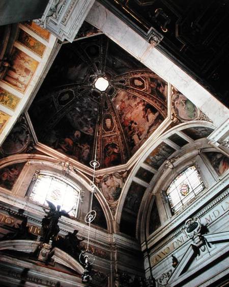 Interior view of the dome and lunettes (photo) a Scuola pittorica italiana