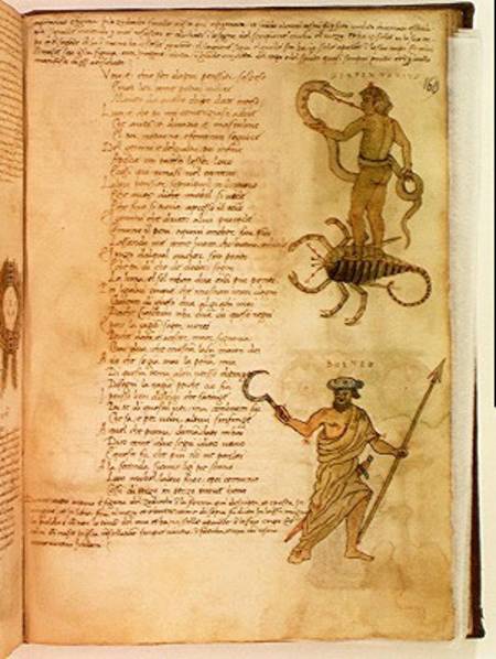 Ms Ital 483 P.4.7 f.160v Serpentarius and Bootes, from the 'Dittamondo' by Fazio degli Uberti a Scuola pittorica italiana