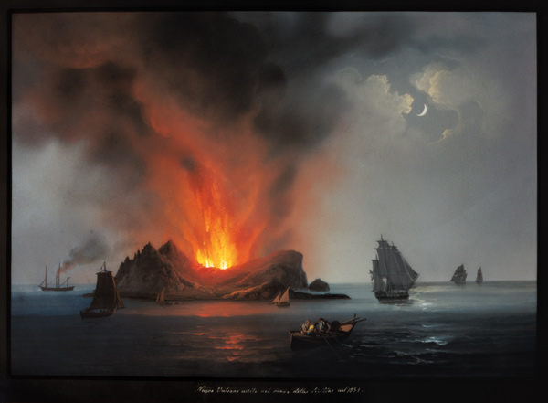 New Volcano Erupting from the Sea around Sicily in 1831 a Scuola pittorica italiana