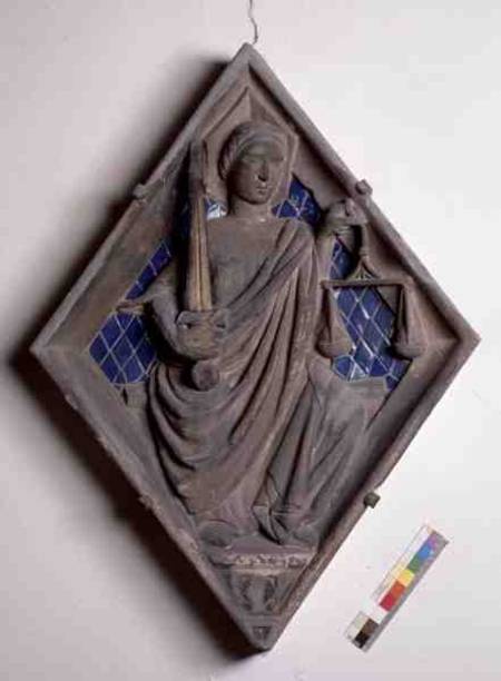Justice, relief tile from the Campanile a Scuola pittorica italiana