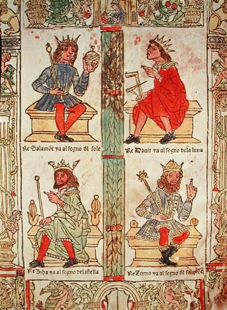 King David, Solomon, Luba and Turnis, from 'Libro de la Sorte e de la Ventura' by Lorenzo Spirito a Scuola pittorica italiana