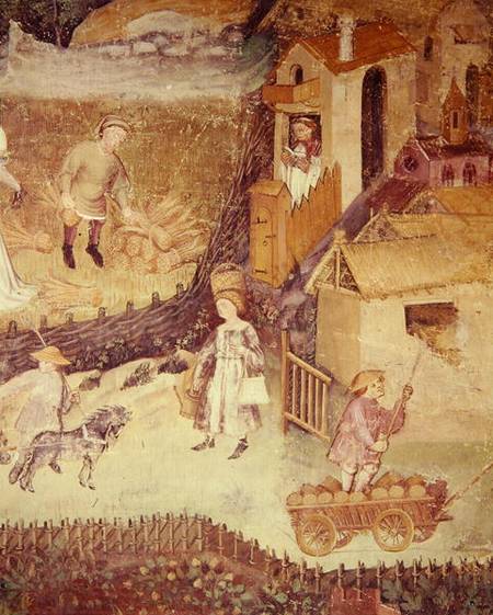 The Month of August, detail of a farm a Scuola pittorica italiana