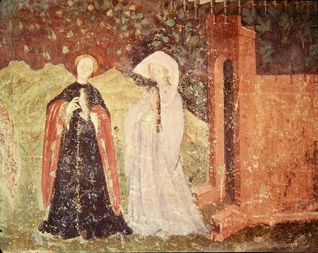 The Month of June, detail of two women going for a walk a Scuola pittorica italiana