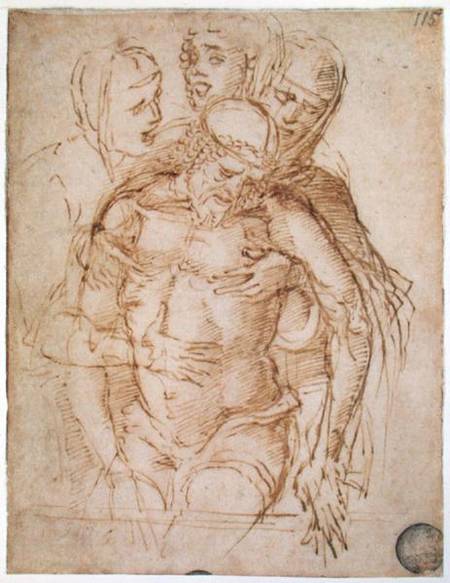 Pieta attributed to either Giovanni Bellini (c.1430-1516) or Andrea Mantegna (1430-1516)  and a Scuola pittorica italiana