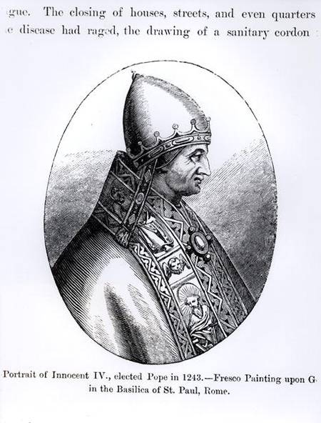 Portrait of Pope Innocent IV (d.1254) illustration from 'Science and Literature in the Middle Ages a a Scuola pittorica italiana