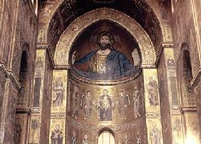 (TtoB) Christ Pantocrator; Virgin and Child with Angels and Apostles, from the main apse