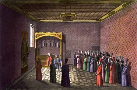 The Throne Room of the Sultan, plate 29 of Part III, Volume I of 'The History of the Nations', engra a Scuola pittorica italiana