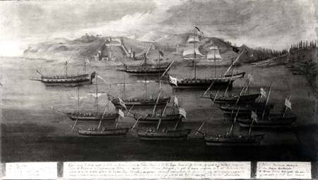 The Venetian fleet led by Captain Ivanovich da Dabrota against Turkish Pirates at Durazzo a Scuola pittorica italiana