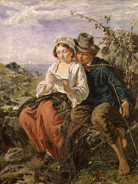A Wood Gatherer and a Girl Reading a Scuola pittorica italiana