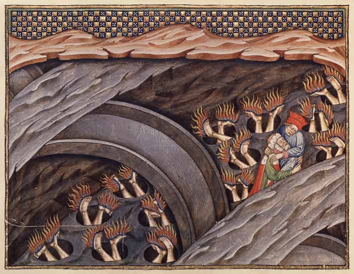 Ms 207 f.245 Dante's Inferno with a commentary by Guiniforte delli Bargigi a Scuola pittorica italiana