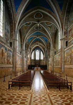View of the interior of the Upper Church (photo) a Italian School, (13th century)