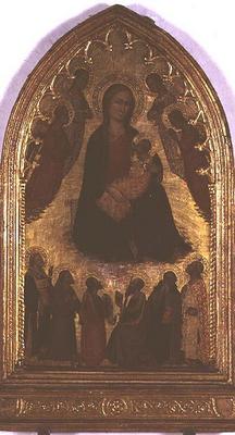 Madonna of Humility with Saints (tempera on panel) a Italian School, (14th century)
