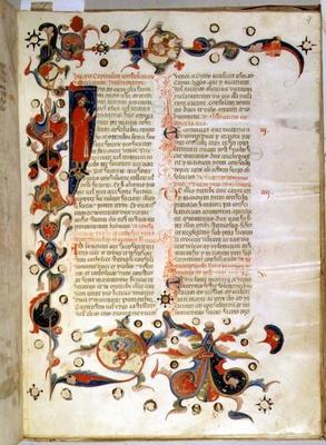 Page of text describing the Surrender of the Ducal Council Members (parchment) a Italian School, (14th century)