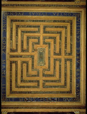 Maze design, from the ceiling of the Sala del Labirinto (photo) a Italian School, (15th century)