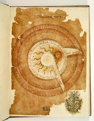 Ms Lat 696 W.8.20 fol.1r Sundial calendar, from 'Liber Physiognomiae', c.1440 (vellum) a Italian School, (15th century)