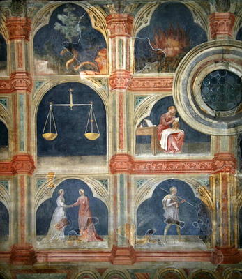 The Month of September, from a series of murals depicting the Astrological Cycle (fresco) a Italian School, (15th century)