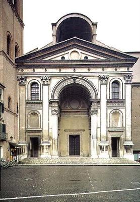 View of the facade designed by Leon Battista Alberti (1404-72) built after his death by Luca Fancell a Italian School, (15th century)