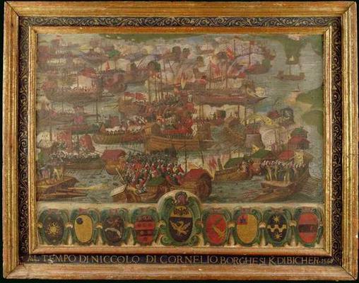 Naval Battle of Lepanto, 1571 (oil on panel) a Italian School, (16th century)