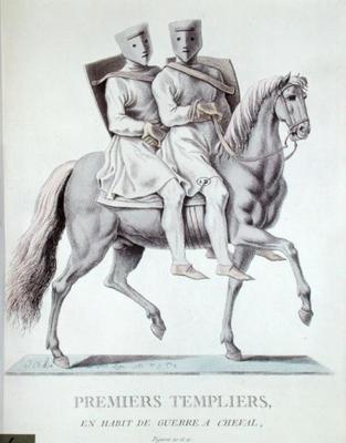 Early Mounted Knights Templars in Battle Dress, 1783 (colour litho) a Italian School, (18th century) (after)