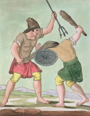 Roman Gladiators, from 'L'Antica Roma', 1825 (colour litho) a Italian School, (19th century)