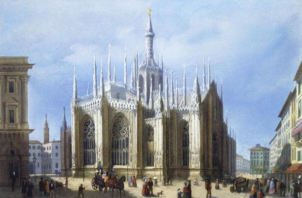 View of the back of Milan Cathedral from 'Views of Milan and its Environs' (colour litho) a Italian School, (19th century)