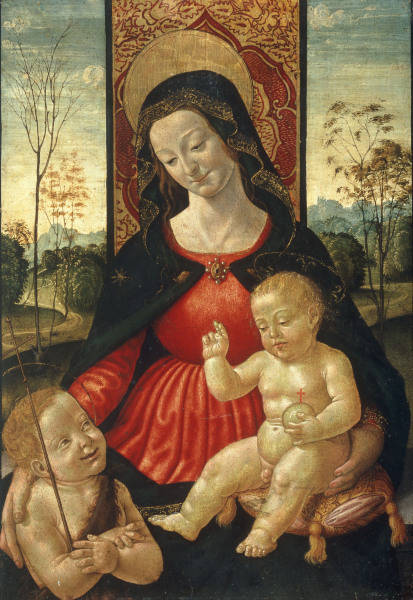 Mary w.Child & Boy John /Ital.Paint./C15 a Pittore Italiano