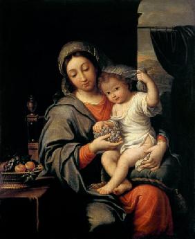 Madonna con bambino e uva