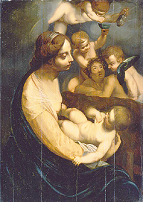 Die Hl. Jungfrau mit Engeln. a Italienischer Maestro