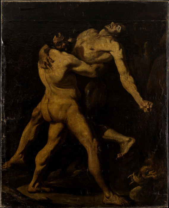 Hercules and Antaeus a Italienischer Meister des 17. Jahrhunderts