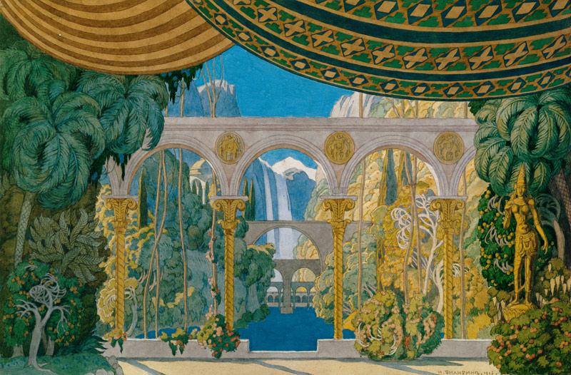 The Gardens of Chernomor. Stage design for the opera Ruslan and Ludmila by M. Glinka a Ivan Jakovlevich Bilibin