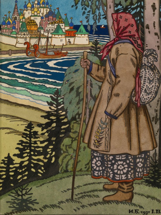 Peasant Girl. Illustration to the book "Contes de l'Isba" a Ivan Jakovlevich Bilibin